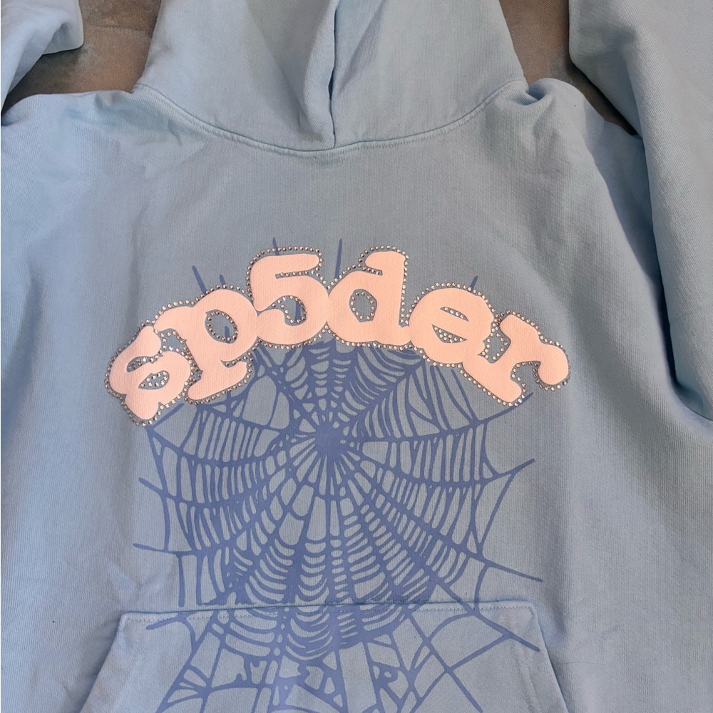 Kids Blue Hoodie with Spider Web Design